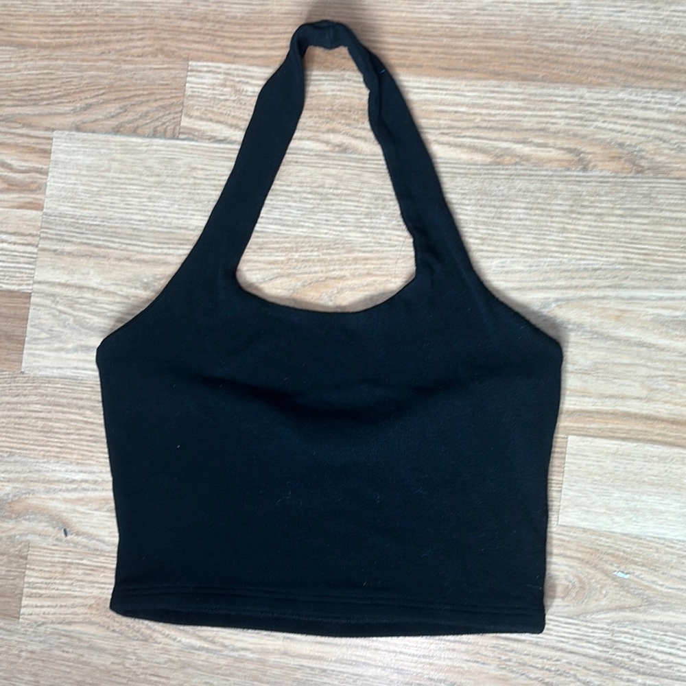 Black Halter Top Sleeveless Crop Top Casual Tank Top Women's Size‎ L